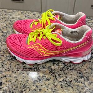 Saucony Pink and Yellow Athletic Shoes